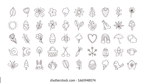 bundle of spring set line icons vector illustration design