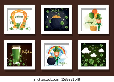 bundle of st patricks day with icons vector illustration design