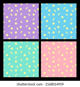 bundle of stars and moon seamless background on pastel color background