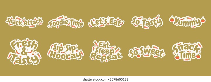 bundle sticker food. vector illustration