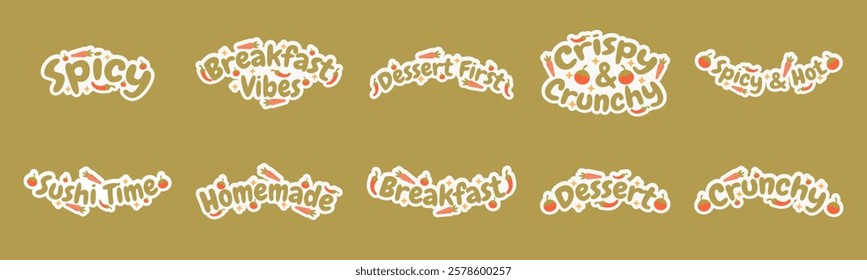 bundle sticker food. vector illustration