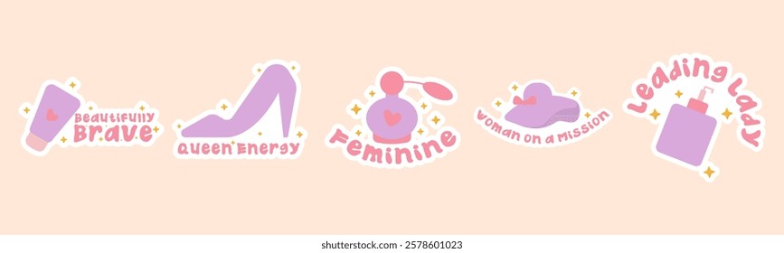 bundle sticker woman day. vector illustration