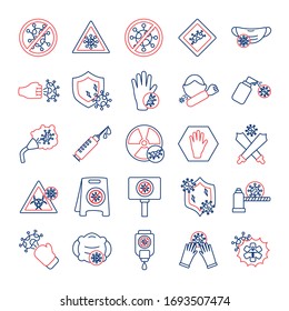 bundle of stop covid19 icons vector illustration design
