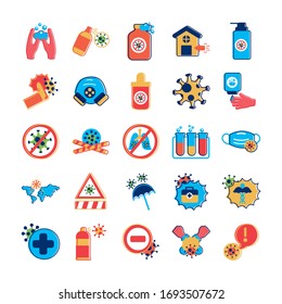 bundle of stop covid19 icons vector illustration design