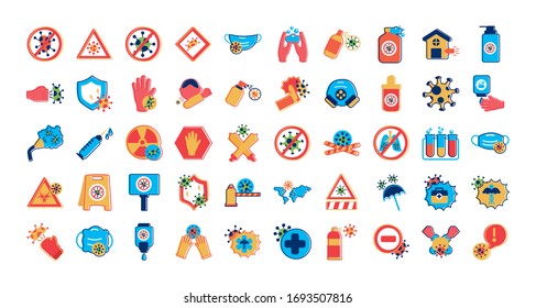 bundle of stop covid19 icons vector illustration design