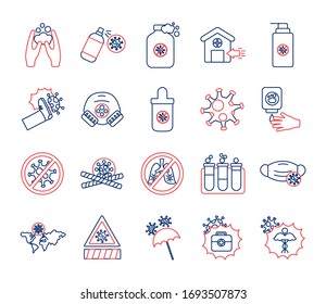 Bundle von stop covid19 Icons Vektorillustration Illustration Design
