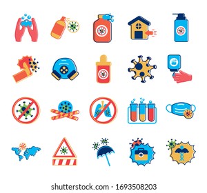 bundle of stop covid19 icons vector illustration design