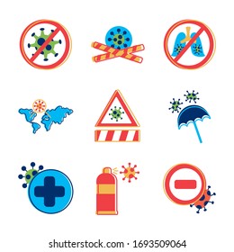 Bundle von stop covid19 Icons Vektorillustration Illustration Design