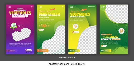 Bundle Story Healthy Fresh Grocery Vegetable Social Media Post Promotion With Colorful Template