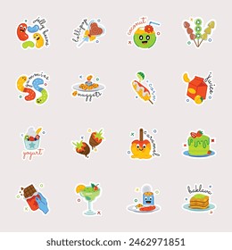 Bundle of Street Food and Confectionery Items Flat Stickers  

