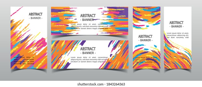 Bundle Summer Colorful Background Banner Inspiration Design Vector 