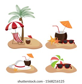 bundle summer holiday with set icons vector illustration design
