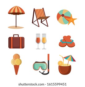 bundle of summer season set icons vector illustration design
