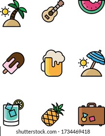 Bundle of summer set line and fill icons vector illustration design