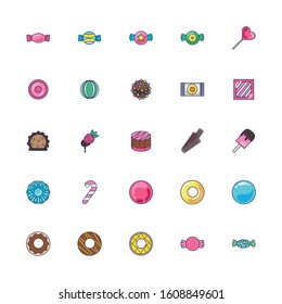 bundle of sweet set icons vector illustration design