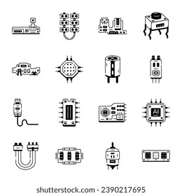 Bundle of System Accessories Line Icons 

