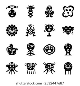 Bundle of Taino Art Solid Icons 

