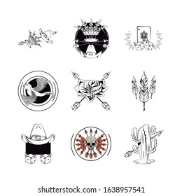 bundle of tatoos images icons vector illustration design
