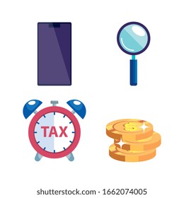 bundle of tax day icons vector illustration design