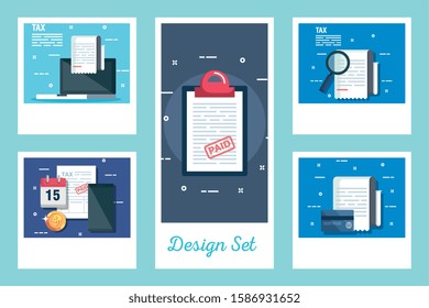 bundle of tax and set icons vector illustration design