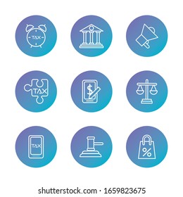 bundle of taxes set degraded style icons vector illustration design