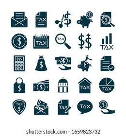 Steuerpaket Satz Silhouette Stil Symbole Vektorillustration Illustration Design