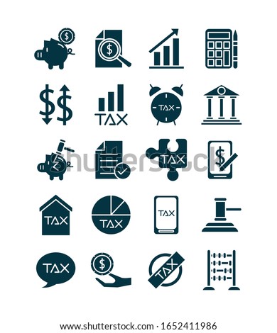 bundle of taxes set silhouette style icons vector illustration design