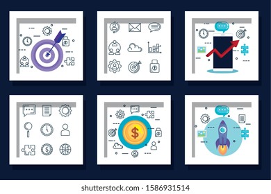 bundle of teamwork business icons vector illustration design