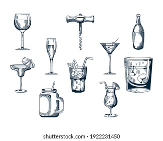 bundle of ten drinks set icons vector illustration design