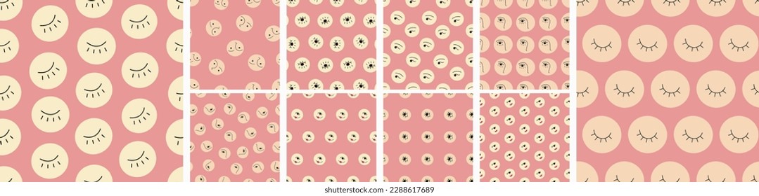 Bundle of ten patterns, cute forms. Bright colorful composition, endless texture
