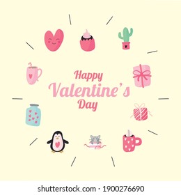 bundle of ten valentines day set icons and lettering vector illustration design