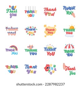 Bundle of Thank You Lettering Flat Stickers 

