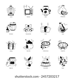 Bundle of Thanksgiving Festival Doodle Icons 

