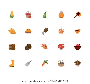 bundle of thanksgiving set icons vector illustration design
