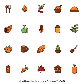 bundle of thanksgiving set icons vector illustration design