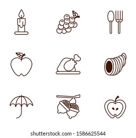 bundle of thanksgiving set icons vector illustration design