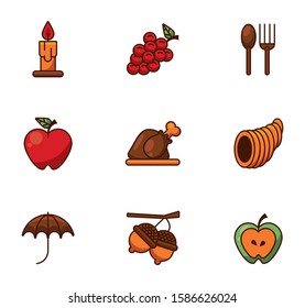 bundle of thanksgiving set icons vector illustration design