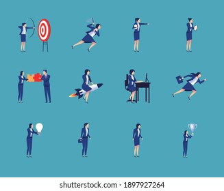 bundle of thirteen elegant business people workers characters vector illustration design