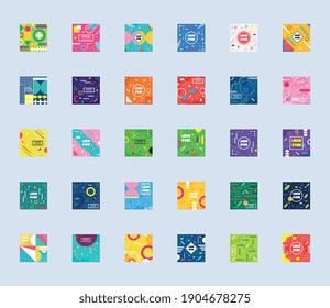 conjunto de 30 diseños de ilustración vectorial de fondo mínimo geométrico