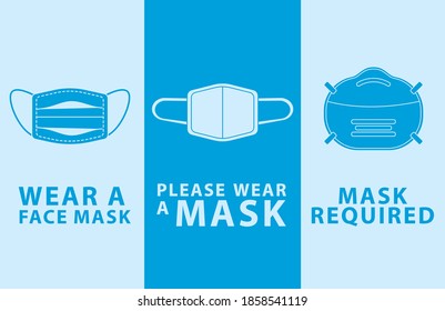 bundle of three masks wear mask advertise labels vector illustration design