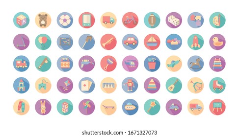conjunto de iconos conjuntos de juguetes diseño de ilustración vectorial