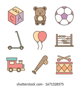 conjunto de iconos conjuntos de juguetes diseño de ilustración vectorial