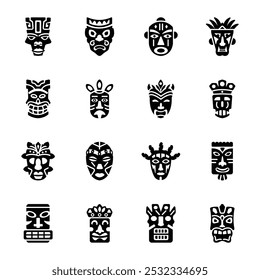 Bundle of Traditional Tiki Idol Solid Icons  