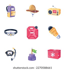 Paquete de herramientas de viaje Iconos 2D 

