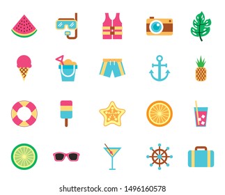 bundle of travel vacations holidays icons vector illustration design