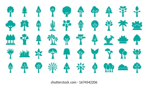 bundle of trees silhouette style icons vector illustration design