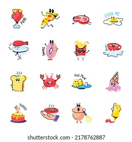 Bundle of Trendy Food Doodle Stickers 

