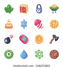Bundle of Trendy Games Flat Icons 

