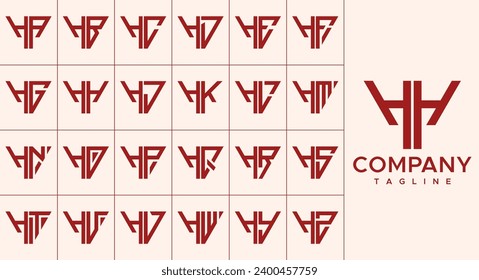 Bundle of triangle letter H HH logo design 