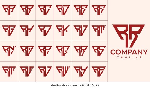 Bundle of triangle letter R RR logo design 